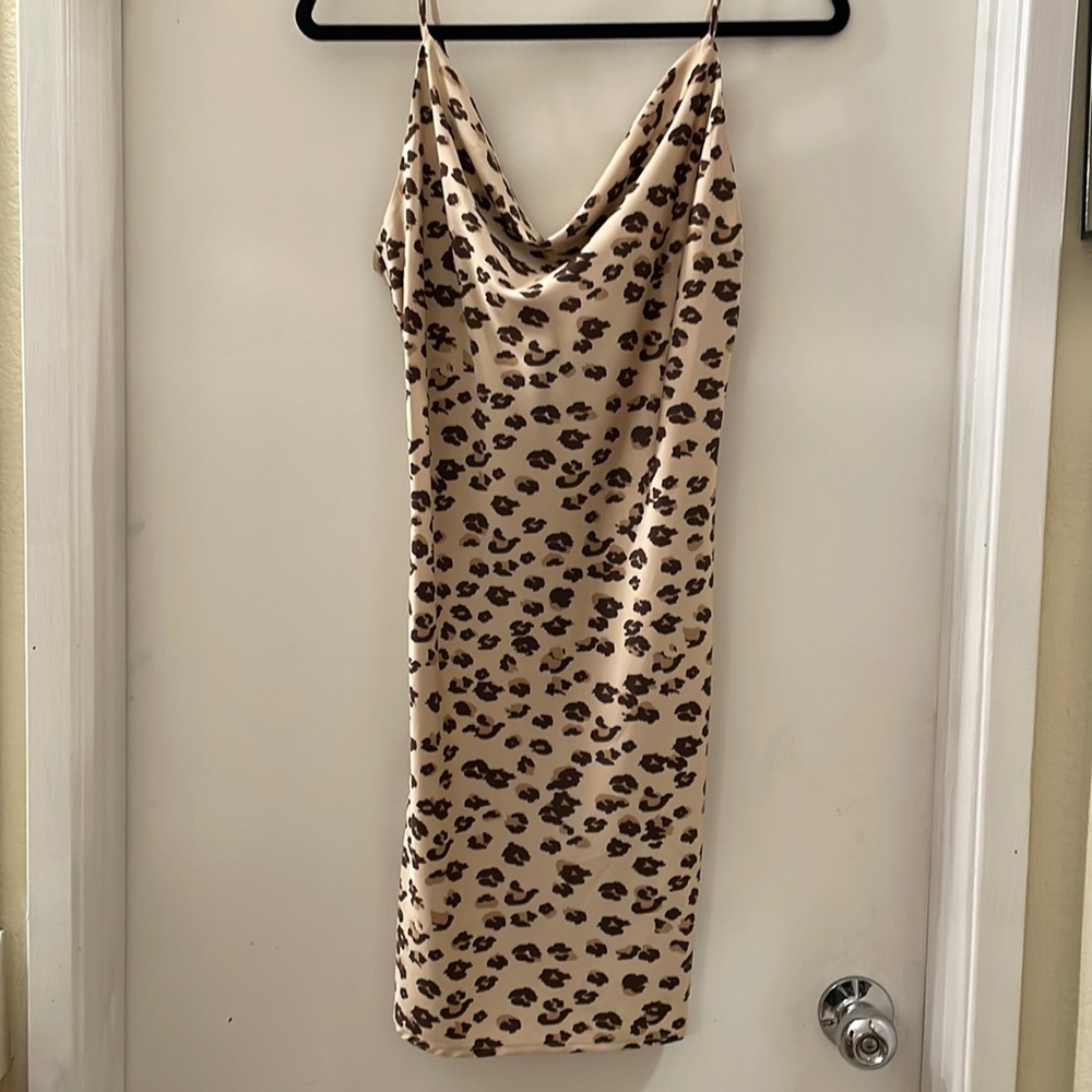 Leopard satin slip dress size medium